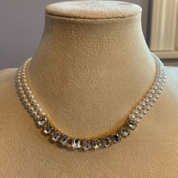 Laundry by Shelli Segal pearl silver layered necklace - Picture 2 of 2